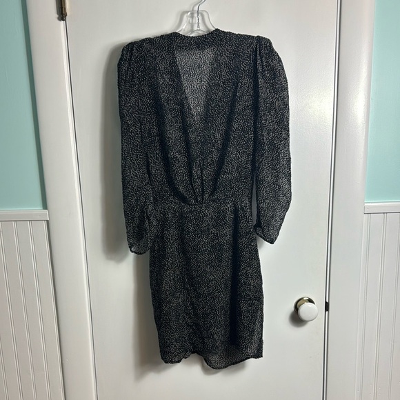 Ba&sh Celia Black Velvet Dot Ruffle Mini Dress Size 6 Silk Blend - Picture 6 of 15